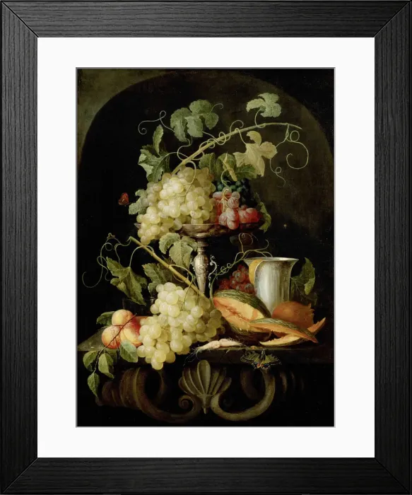 Framed Print : Still life with fruit, 1650-1660. Creator: Hecke, Jan van den (1620-1684) Framed Print : Still life with fruit, 1650-1660. Creator: Hecke, Jan van den (1620-1684)