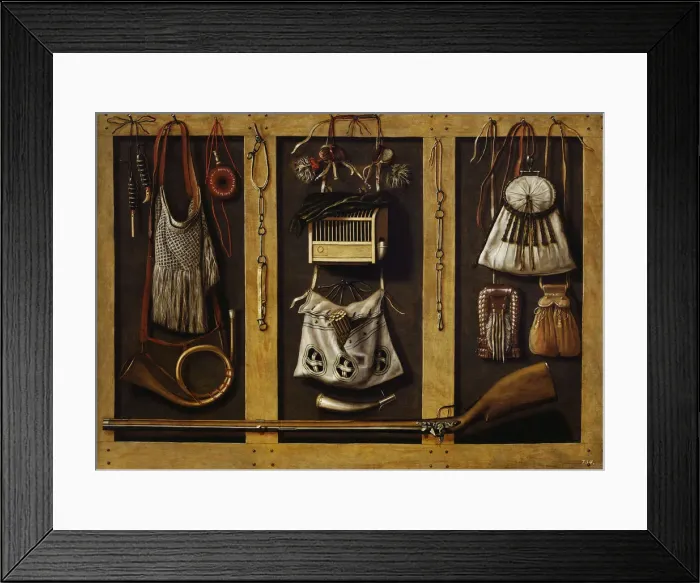 Framed Print : Still-Life with Hunting Equipment, c. 1660. Creator: Leemans, Johannes, (Workshop) Framed Print : Still-Life with Hunting Equipment, c. 1660. Creator: Leemans, Johannes, (Workshop)
