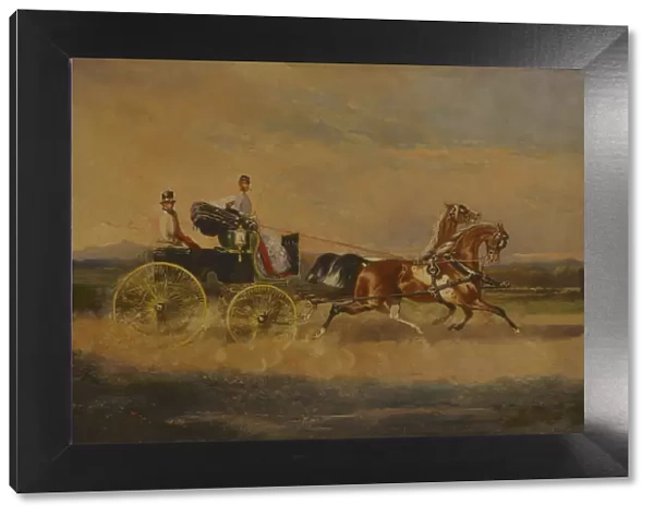 Emperor Franz Joseph I of Austria taking a ride with his phaeton, 1864. Creator: Bensa