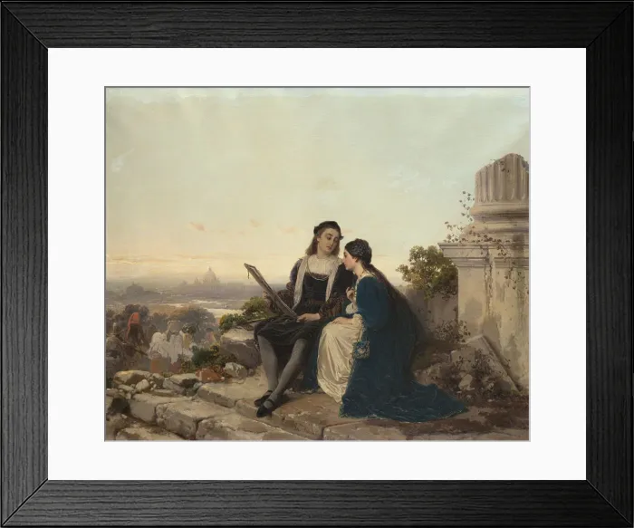 Framed Print : Raphael and Fornarina, 1869. Creator: Induno, Gerolamo (1825-1890) Framed Print : Raphael and Fornarina, 1869. Creator: Induno, Gerolamo (1825-1890)