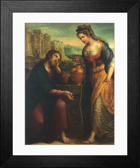 Framed Print : Christ and the Samaritan Woman, 1607. Creator: Fontana, Lavinia (1552-1614) Framed Print : Christ and the Samaritan Woman, 1607. Creator: Fontana, Lavinia (1552-1614)