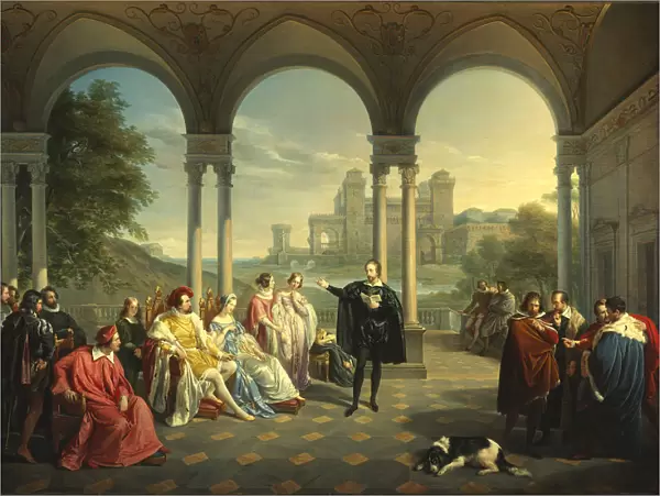 Torquato Tasso reads La Gerusalemme Liberata at the Court of Ferrara, 1841. Creator: Mancinelli