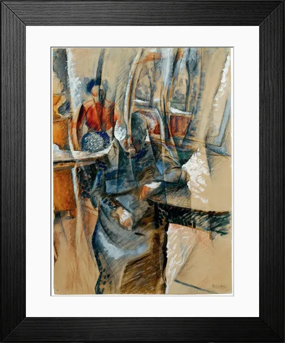 Framed Print : Interior with two female figures, 1916. Creator: Boccioni, Umberto (1882-1916) Framed Print : Interior with two female figures, 1916. Creator: Boccioni, Umberto (1882-1916)