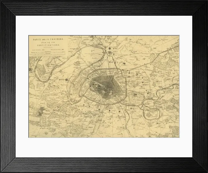 Framed Print : Paris and its Environs, showing the Fortifications, (c1872). Creator: R. Walker Framed Print : Paris and its Environs, showing the Fortifications, (c1872). Creator: R. Walker