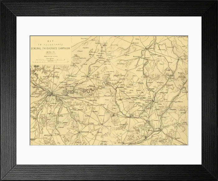 Framed Print : Map to Illustrate General Faidherbes Campaign 1870-71, c1872. Creator: R. Walker Framed Print : Map to Illustrate General Faidherbes Campaign 1870-71, c1872. Creator: R. Walker