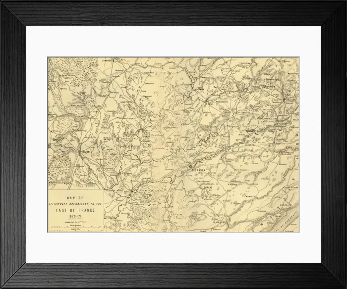 Framed Print : Map to Illustrate Operations in the East of France 1870-71, c1872. Creator: R. Walker Framed Print : Map to Illustrate Operations in the East of France 1870-71, c1872. Creator: R. Walker