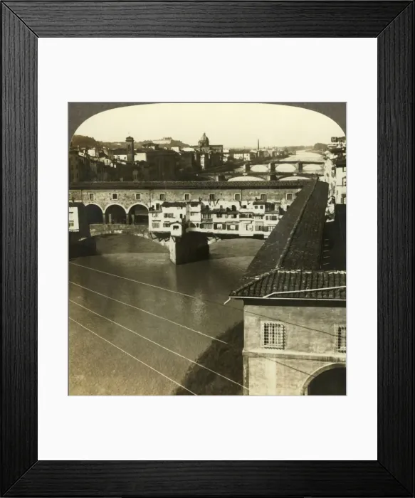 Framed Print : Ponte Vechio and westward sweep of the river Arno, at Florence, Italy, c1909. Creator: Unknown Framed Print : Ponte Vechio and westward sweep of the river Arno, at Florence, Italy, c1909. Creator: Unknown