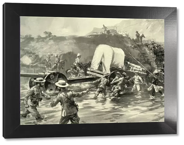 Taking the 4. 7 Naval Gun Across The Tugela, 1900. Creator: Joseph Finnemore