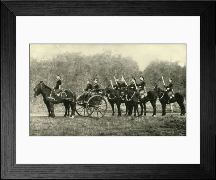 Framed Print : Complete Machine Gun Detachment of Mounted Infantry, 1900. Creator: Eldridge Framed Print : Complete Machine Gun Detachment of Mounted Infantry, 1900. Creator: Eldridge
