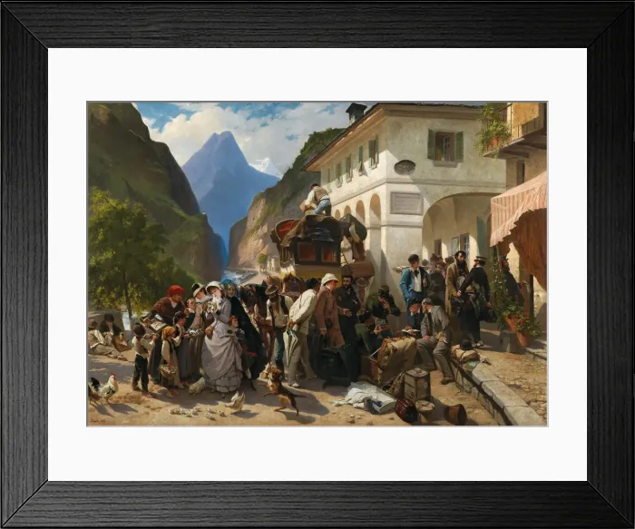Framed Print : Customs at the Simplon, 1880. Creator: Giraud, Pierre Francois Eugene (1806-1881)