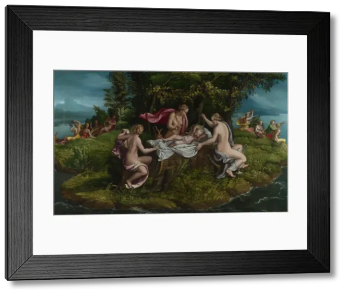 Framed Print : The Infancy of Jupiter, 1530s. Creator: Romano, Giulio, (Workshop) Framed Print : The Infancy of Jupiter, 1530s. Creator: Romano, Giulio, (Workshop)