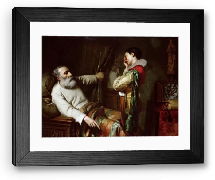 Framed Print : The last moments of Christopher Columbus, 1870. Creator: Jacquand, Claude (1803-1878) Framed Print : The last moments of Christopher Columbus, 1870. Creator: Jacquand, Claude (1803-1878)
