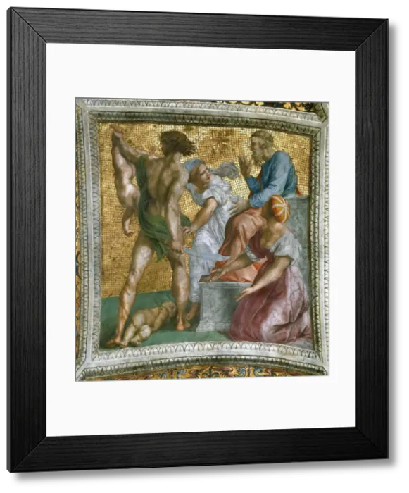 Framed Print : The Judgment of Solomon (Ceiling Fresco in Stanza della Segnatura), ca 1510-1511. Creator Framed Print : The Judgment of Solomon (Ceiling Fresco in Stanza della Segnatura), ca 1510-1511. Creator