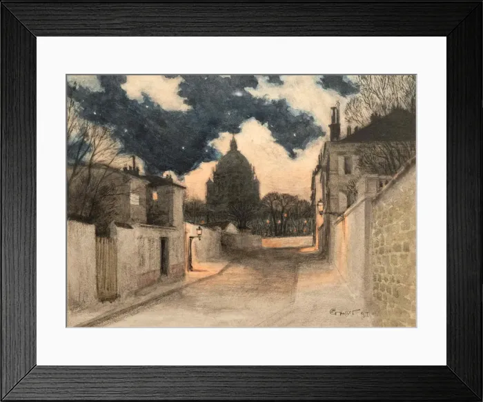 Framed Print : Starry night over Montmartre, 1897. Creator: Grasset, Eugene (1841-1917) Framed Print : Starry night over Montmartre, 1897. Creator: Grasset, Eugene (1841-1917)