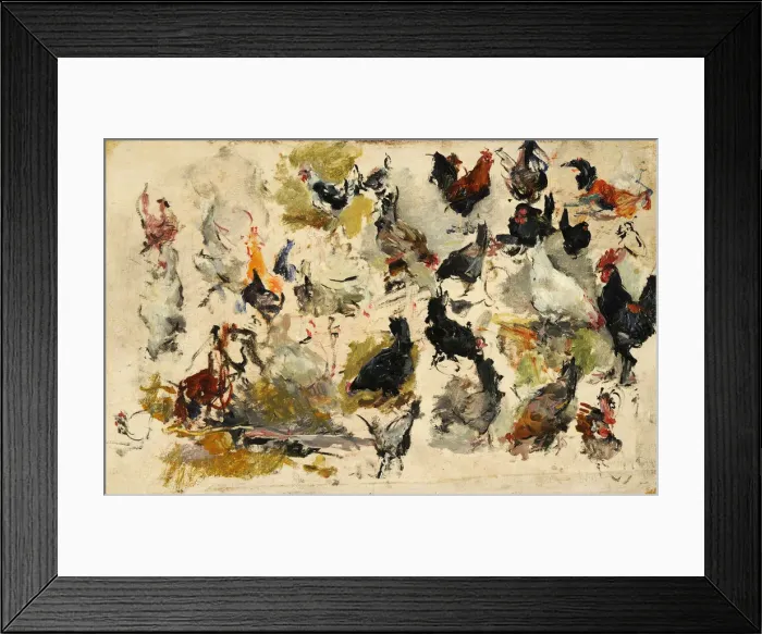 Framed Print : Roosters Study, 1869. Creator: Fortuny Marsal, Mariano (1838-1874) Framed Print : Roosters Study, 1869. Creator: Fortuny Marsal, Mariano (1838-1874)