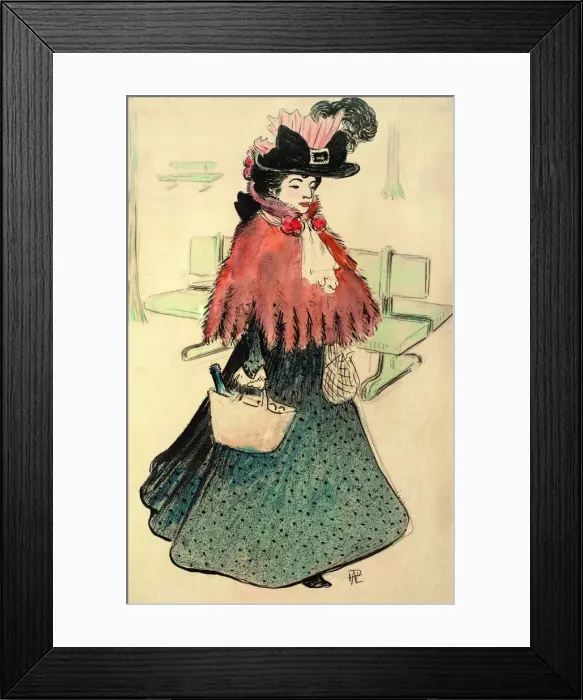 Framed Print : The Beautiful Jewess Goes Shopping. Le Rire magazine, 1896. Creator: Hermann-Paul Framed Print : The Beautiful Jewess Goes Shopping. Le Rire magazine, 1896. Creator: Hermann-Paul