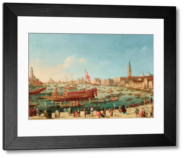 Framed Print : The Doge on the Bucintoro near the Riva di Sant Elena. Creator: Grubacs, Giovanni (1830-1919) Framed Print : The Doge on the Bucintoro near the Riva di Sant Elena. Creator: Grubacs, Giovanni (1830-1919)