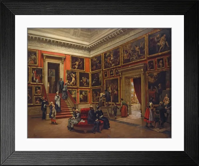 Framed Print : At the Dresden gallery, 1881. Creator: Preusser, Karl Louis (1845-1902) Framed Print : At the Dresden gallery, 1881. Creator: Preusser, Karl Louis (1845-1902)