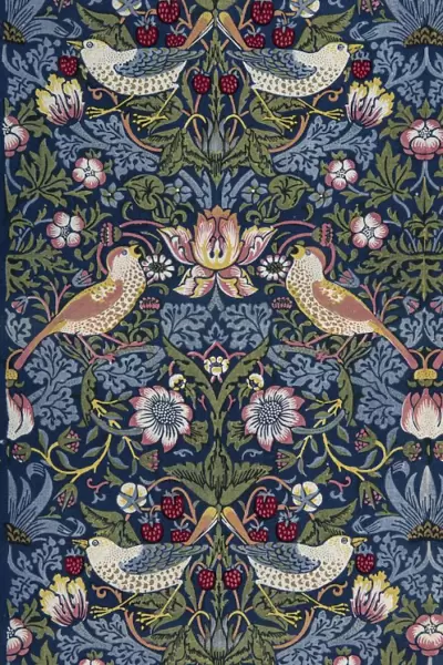 Strawberry Thief. Decorative fabric, 1883. Creator: Morris, William (1834-1896)