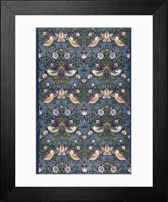 Framed Print : Strawberry Thief. Decorative fabric, 1883. Creator: Morris, William (1834-1896) Framed Print : Strawberry Thief. Decorative fabric, 1883. Creator: Morris, William (1834-1896)