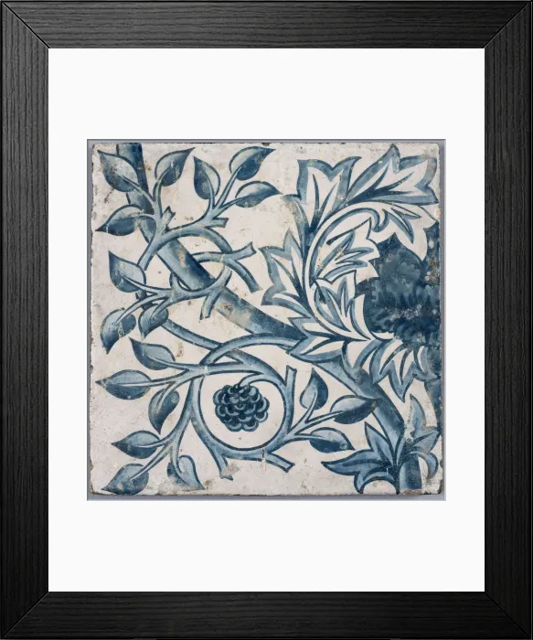 Framed Print : Blue floral motif. Tile, 1870s-1880s. Creator: Morris, William (1834-1896) Framed Print : Blue floral motif. Tile, 1870s-1880s. Creator: Morris, William (1834-1896)