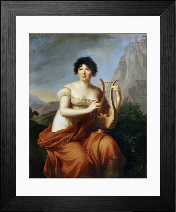 Framed Print : Portrait of the author Baronne Anne Louise Germaine de Stael (1766-1817) as Corinne, 1807 Framed Print : Portrait of the author Baronne Anne Louise Germaine de Stael (1766-1817) as Corinne, 1807