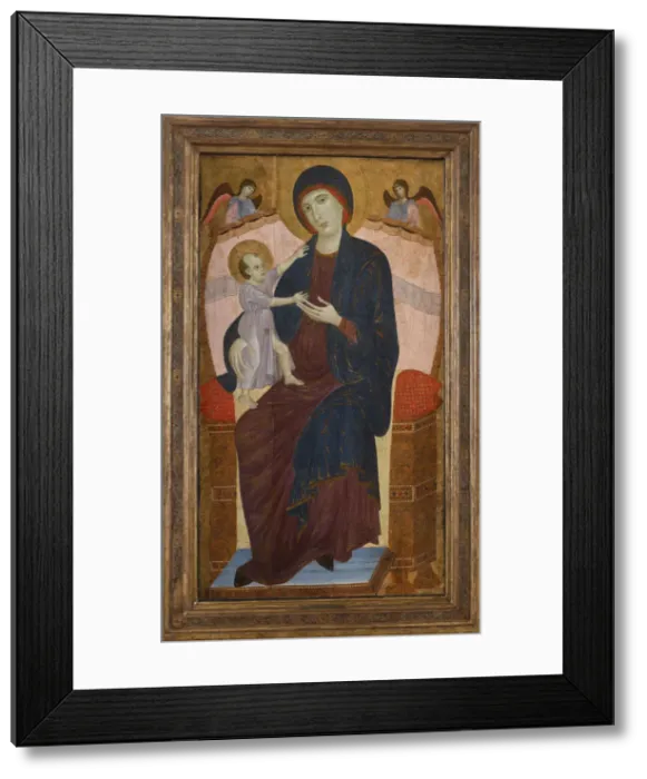 Framed Print : Madonna and Child enthroned with angels, c. 1280. Creator: Duccio di Buoninsegna (1260-1318)