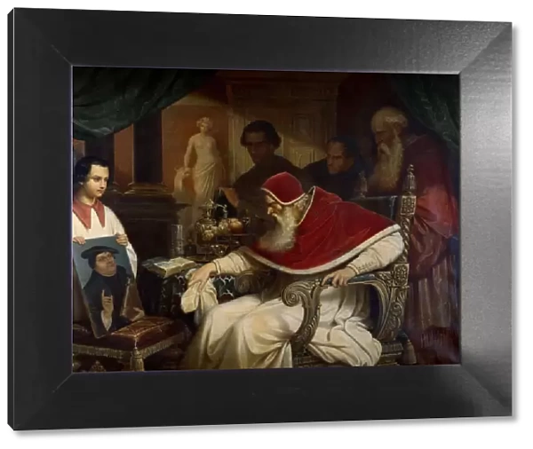 Pope Paul III (1468-1549) viewing Cranachs Portrait of Luther, 1838-1839. Creator: Schorn