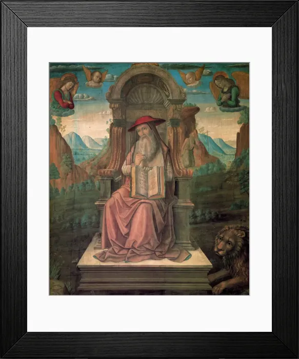 Framed Print : Saint Jerome Enthroned, ca 1475. Creator: Santi, Giovanni (ca 1435-1494) Framed Print : Saint Jerome Enthroned, ca 1475. Creator: Santi, Giovanni (ca 1435-1494)