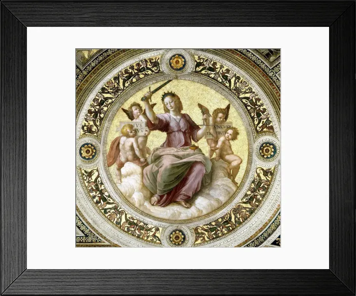Framed Print : Lady Justice (Fresco in Stanza della Segnatura), ca 1510-1511 Framed Print : Lady Justice (Fresco in Stanza della Segnatura), ca 1510-1511
