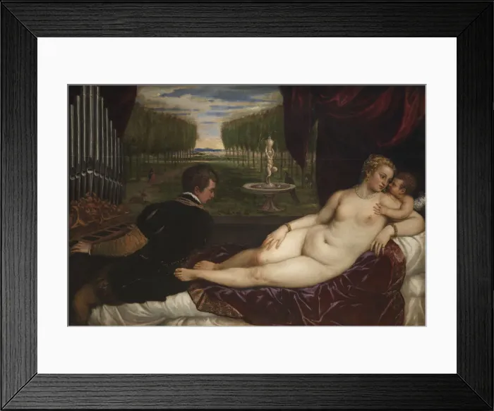 Framed Print : Venus with an Organist and Cupid, ca 1555. Creator: Titian (1488-1576) Framed Print : Venus with an Organist and Cupid, ca 1555. Creator: Titian (1488-1576)