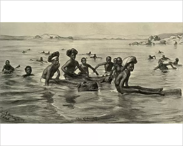 Men in the River Nile at the First Cataract, Egypt, 1898. Creator: Christian Wilhelm Allers
