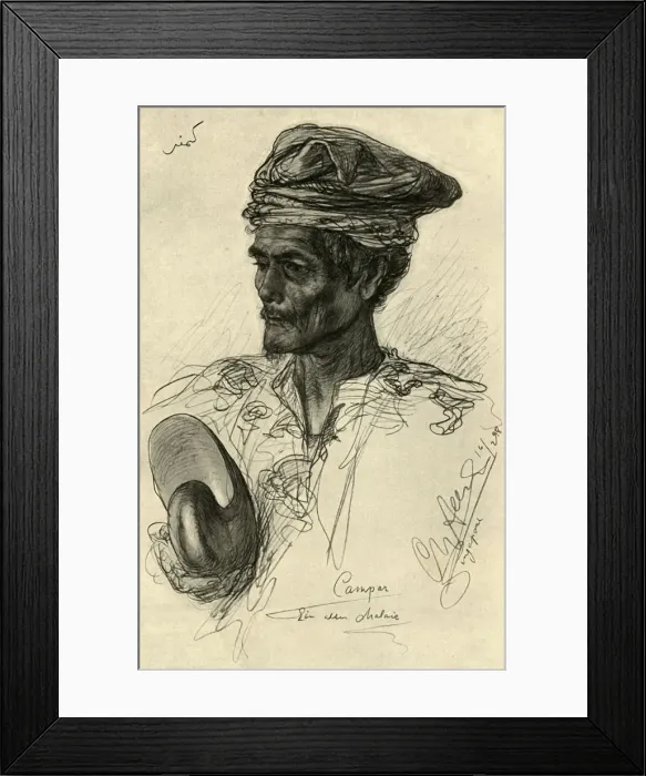 Framed Print : Campar - elderly Malayan man, Singapore, 1898. Creator: Christian Wilhelm Allers Framed Print : Campar - elderly Malayan man, Singapore, 1898. Creator: Christian Wilhelm Allers