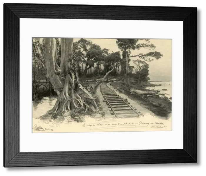 Framed Print : Railway, Weleri, Java, 1898. Creator: Christian Wilhelm Allers Framed Print : Railway, Weleri, Java, 1898. Creator: Christian Wilhelm Allers
