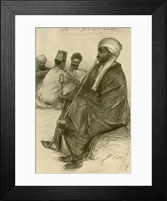 Framed Print : Man smoking a water pipe on board the Hatasoo steamboat, Egypt, 1898