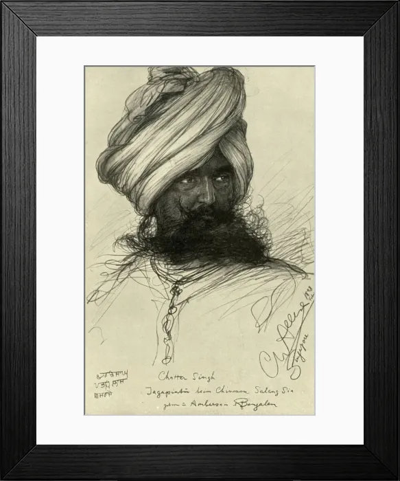 Framed Print : Watchman Chatter Singh, Singapore, 1898. Creator: Christian Wilhelm Allers Framed Print : Watchman Chatter Singh, Singapore, 1898. Creator: Christian Wilhelm Allers