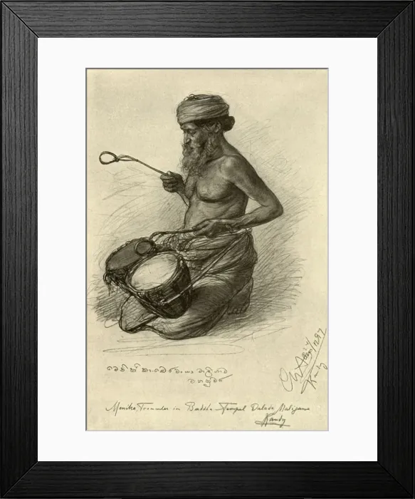 Framed Print : Menika - drummer at the Temple of the Tooth, Kandy, Ceylon, 1898 Framed Print : Menika - drummer at the Temple of the Tooth, Kandy, Ceylon, 1898