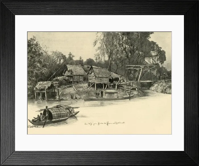 Framed Print : Houses on stilts, Bangkok, Siam, 1898. Creator: Christian Wilhelm Allers Framed Print : Houses on stilts, Bangkok, Siam, 1898. Creator: Christian Wilhelm Allers