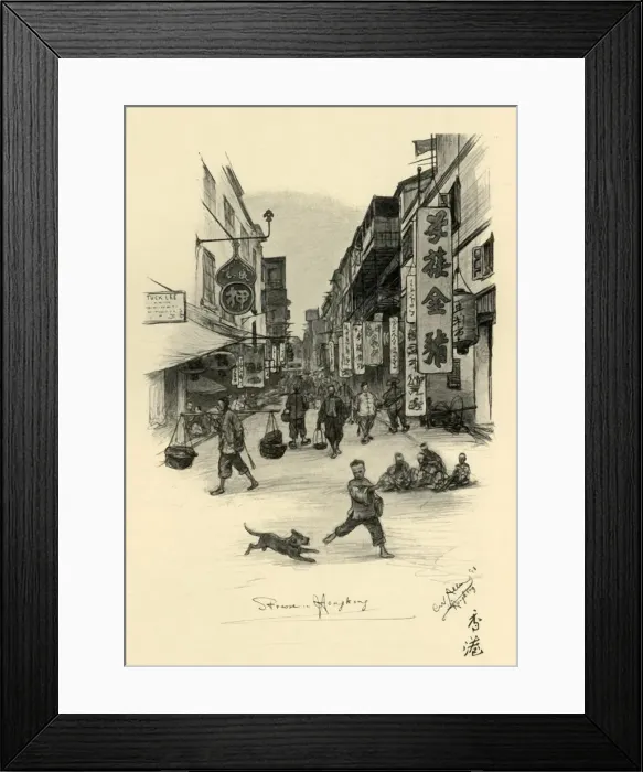 Framed Print : Street in Hong Kong, 1898. Creator: Christian Wilhelm Allers Framed Print : Street in Hong Kong, 1898. Creator: Christian Wilhelm Allers