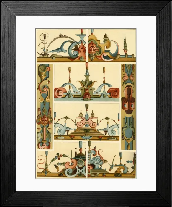 Framed Print : German Renaissance wall painting and ornament in stone and wood, (1898). Creator: Unknown Framed Print : German Renaissance wall painting and ornament in stone and wood, (1898). Creator: Unknown