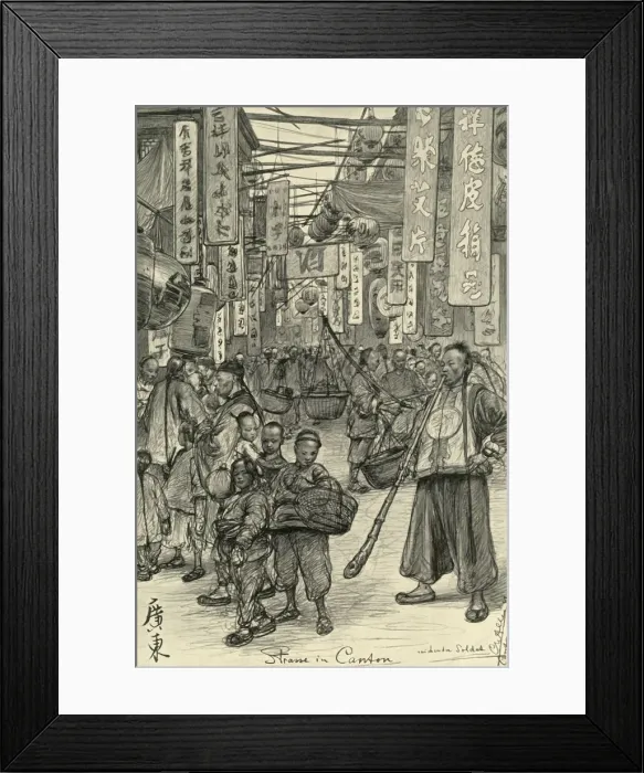 Framed Print : Street scene, Canton, China, 1898. Creator: Christian Wilhelm Allers Framed Print : Street scene, Canton, China, 1898. Creator: Christian Wilhelm Allers