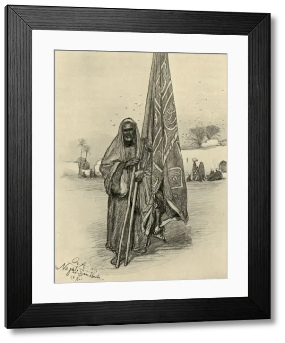 Framed Print : Man with flag, Nagada, Egypt, 1898. Creator: Christian Wilhelm Allers Framed Print : Man with flag, Nagada, Egypt, 1898. Creator: Christian Wilhelm Allers