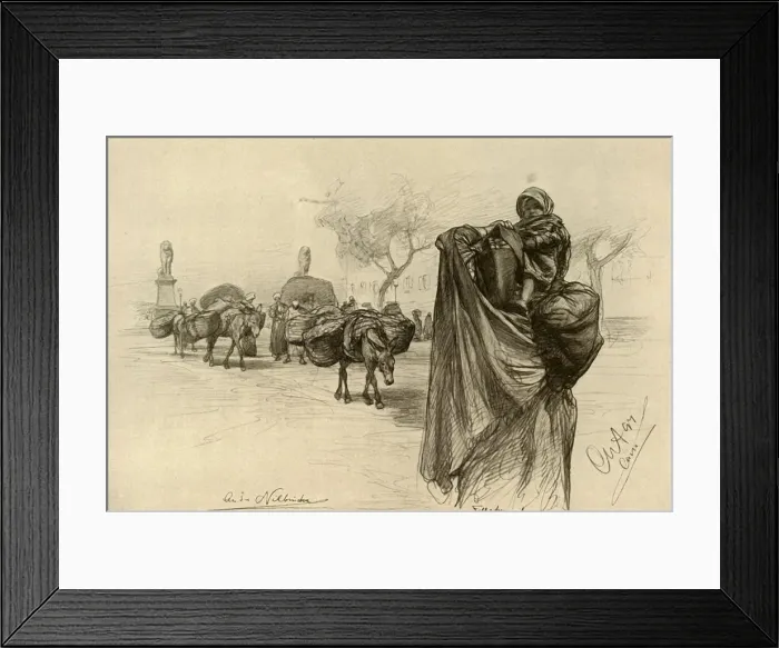 Framed Print : Woman and child near the Kobri el Gezira Bridge, Cairo, 1898. Creator: Christian Wilhelm Allers Framed Print : Woman and child near the Kobri el Gezira Bridge, Cairo, 1898. Creator: Christian Wilhelm Allers