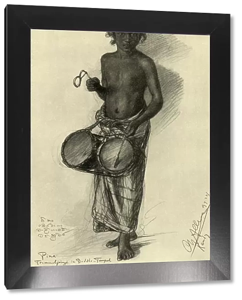 Pina - drummer boy in a Buddhist temple, Kandy, Ceylon, 1898. Creator: Christian Wilhelm Allers