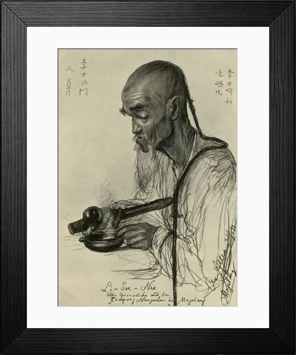 Framed Print : Li-Soe-Nie - man smoking opium, Magalang, Java, 1898. Creator: Christian Wilhelm Allers Framed Print : Li-Soe-Nie - man smoking opium, Magalang, Java, 1898. Creator: Christian Wilhelm Allers
