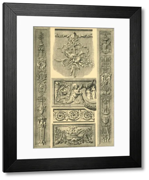 Framed Print : Painted plaster ornament, France, 18th century, (1898). Creator: Unknown Framed Print : Painted plaster ornament, France, 18th century, (1898). Creator: Unknown