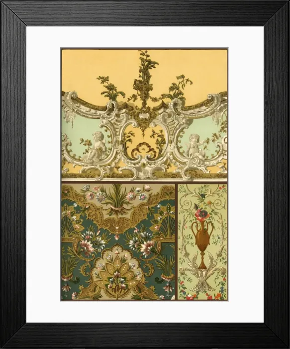 Framed Print : Painting, leather tapestry, stucco ornaments, France and Germany, 17th and 18th centuries, (1898) Framed Print : Painting, leather tapestry, stucco ornaments, France and Germany, 17th and 18th centuries, (1898)