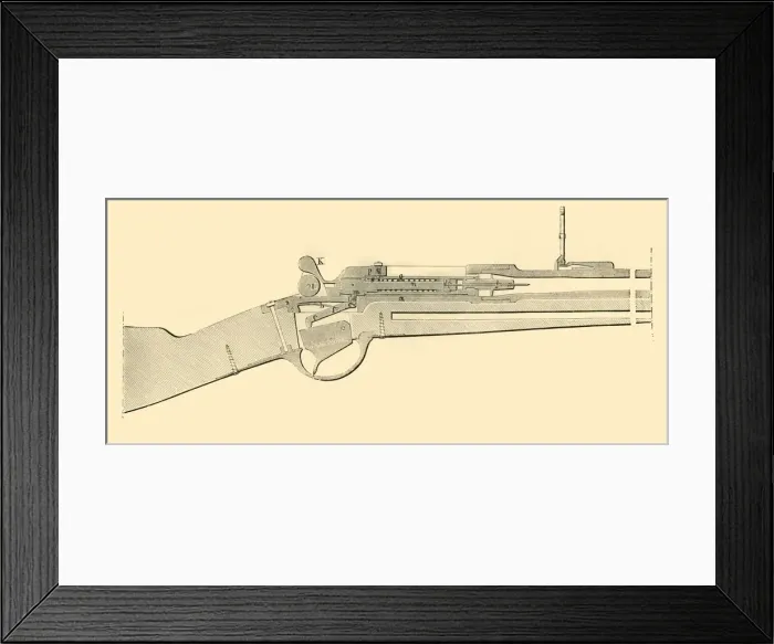 Framed Print : Chassepot Breech-Loader - Longitudinal Vertical Section, c1872. Creator: Unknown Framed Print : Chassepot Breech-Loader - Longitudinal Vertical Section, c1872. Creator: Unknown