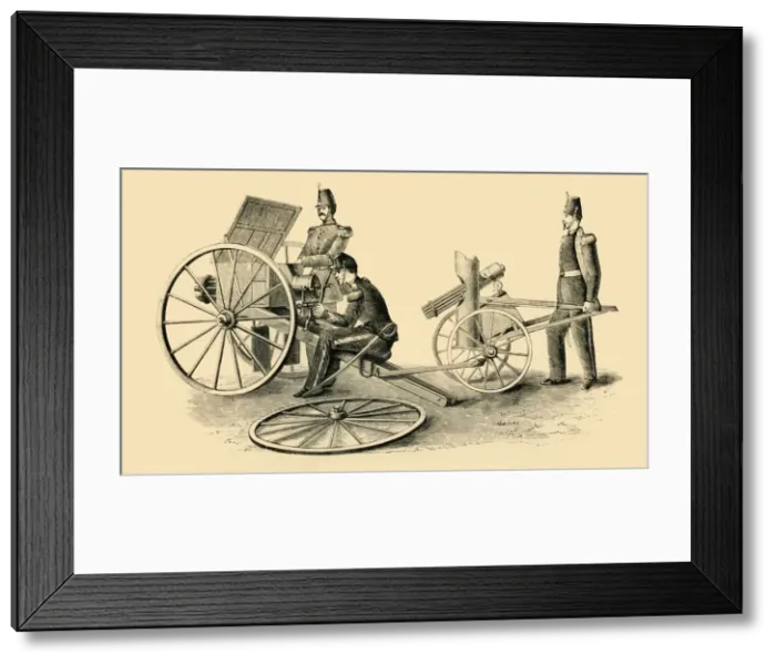 Framed Print : French Mitrailleuse in Action, c1872. Creator: Unknown Framed Print : French Mitrailleuse in Action, c1872. Creator: Unknown
