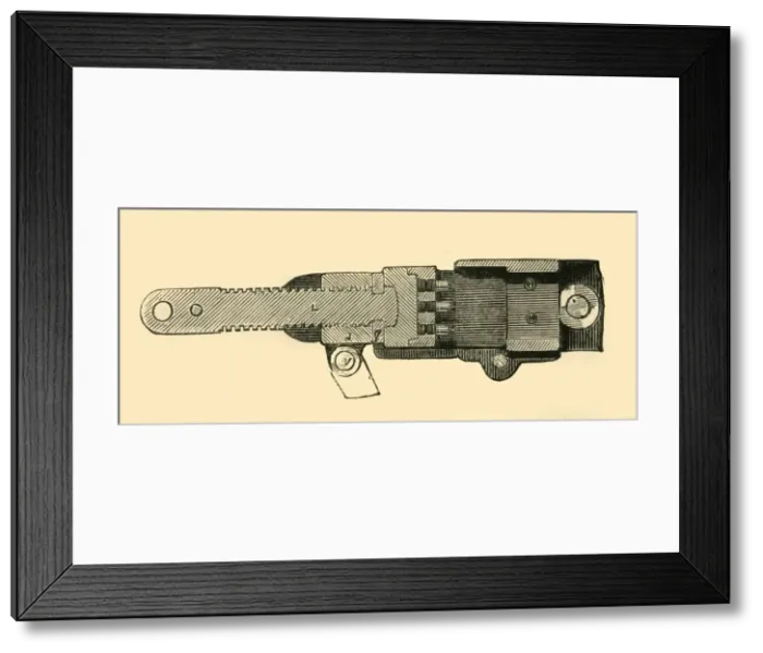 Framed Print : French Mitrailleuse - Section of the Breech End, c1872. Creator: Unknown Framed Print : French Mitrailleuse - Section of the Breech End, c1872. Creator: Unknown